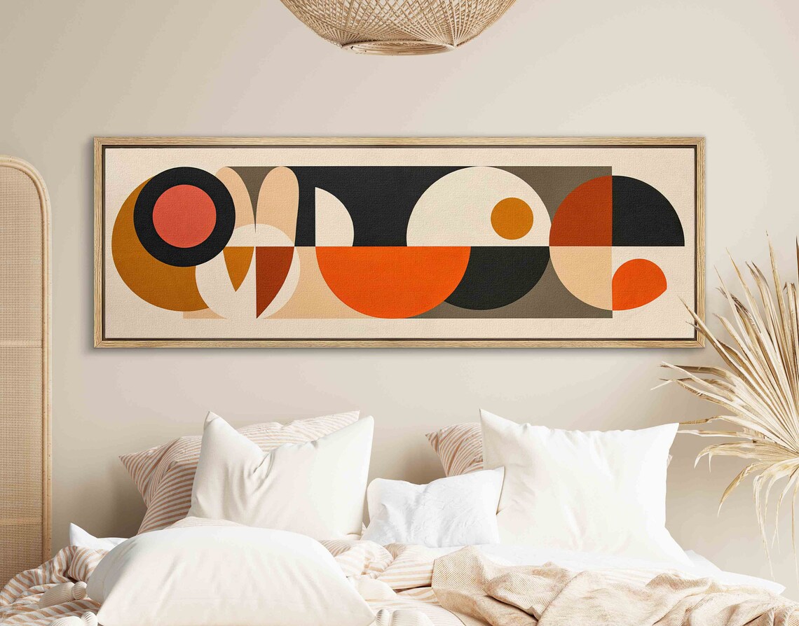 Mid Century Modern Geometric Art Print, Panoramic Decor - Image 2