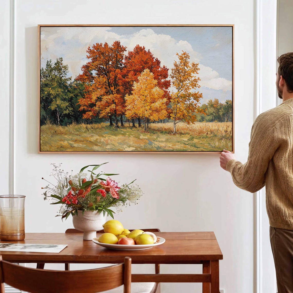 Autumn Forest Trees Fall Foliage Vintage Landscape Painting Art Print - Image 4