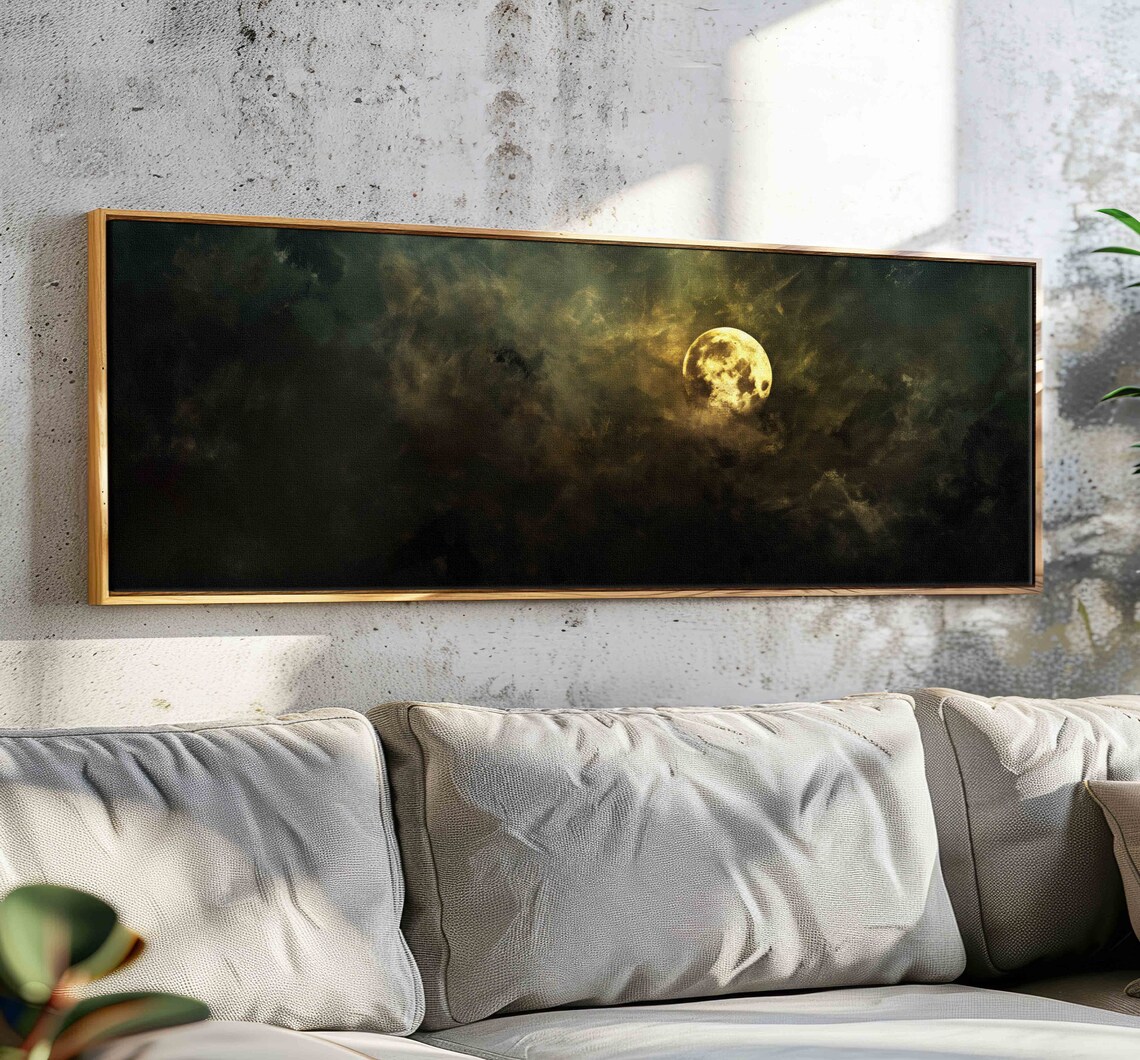 Moody Cloud Full Moon Art Print, Academia Style