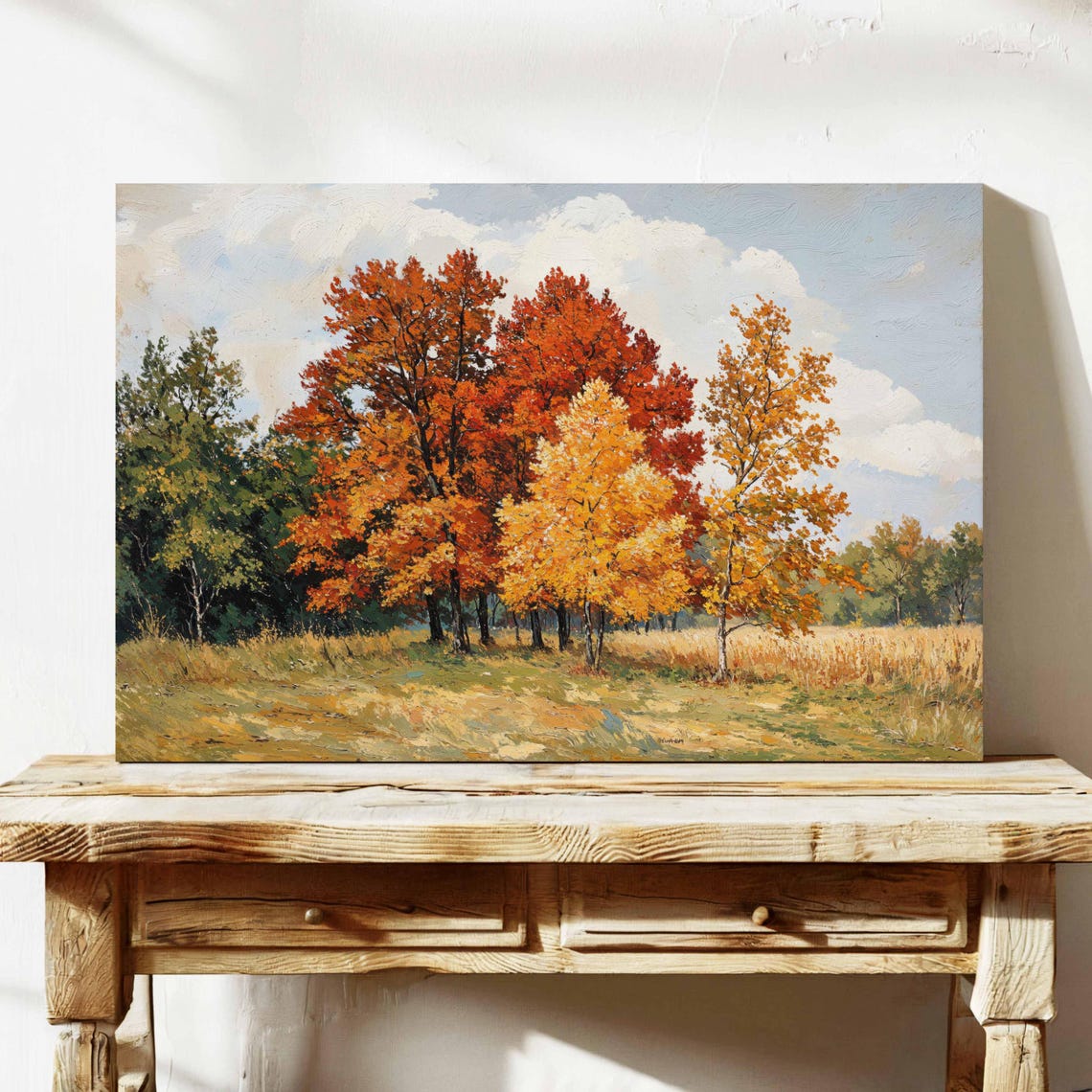 Autumn Forest Trees Fall Foliage Vintage Landscape Painting Art Print - Image 2