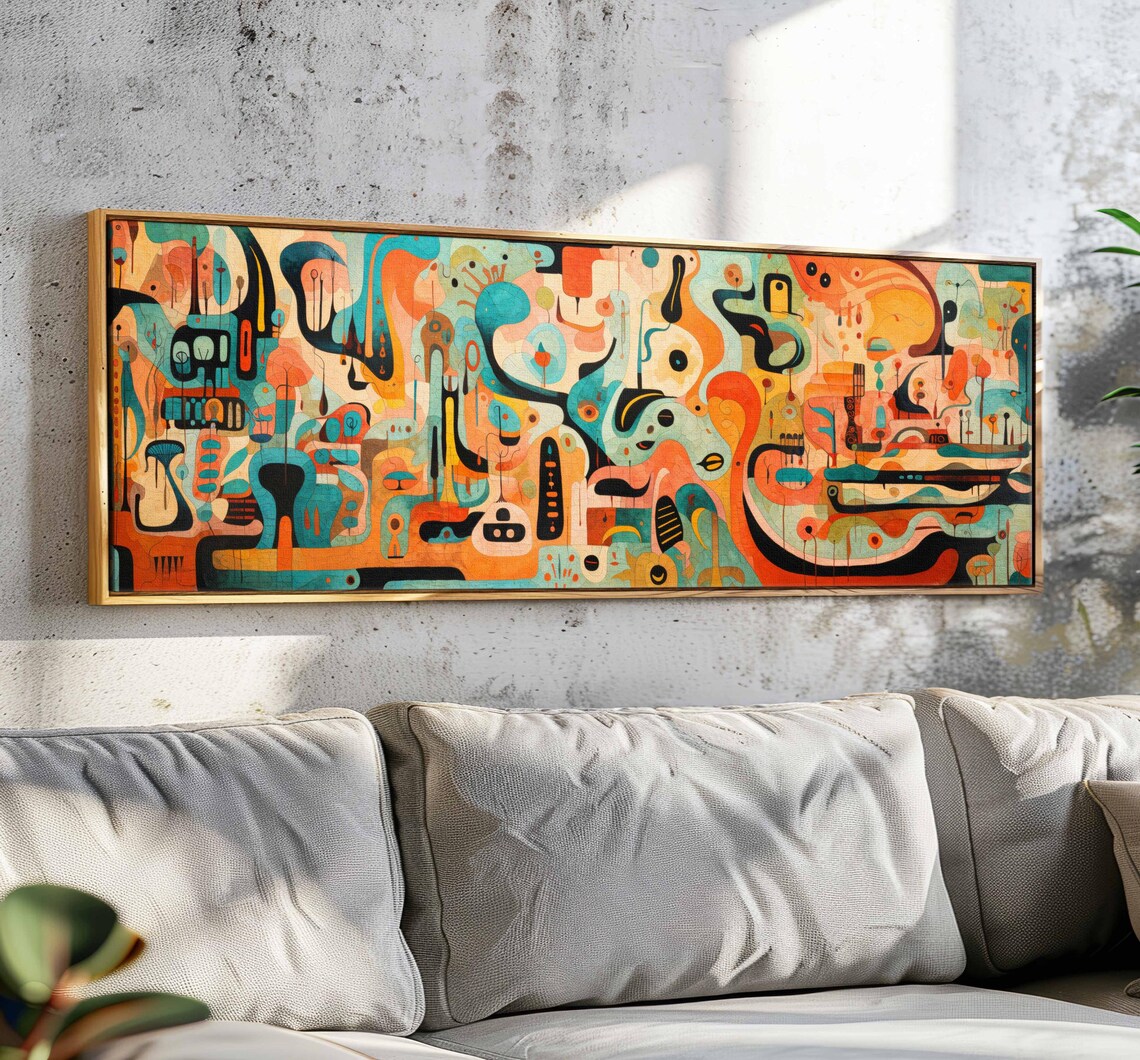 Modern Boho Wall Art, Panoramic Art Print