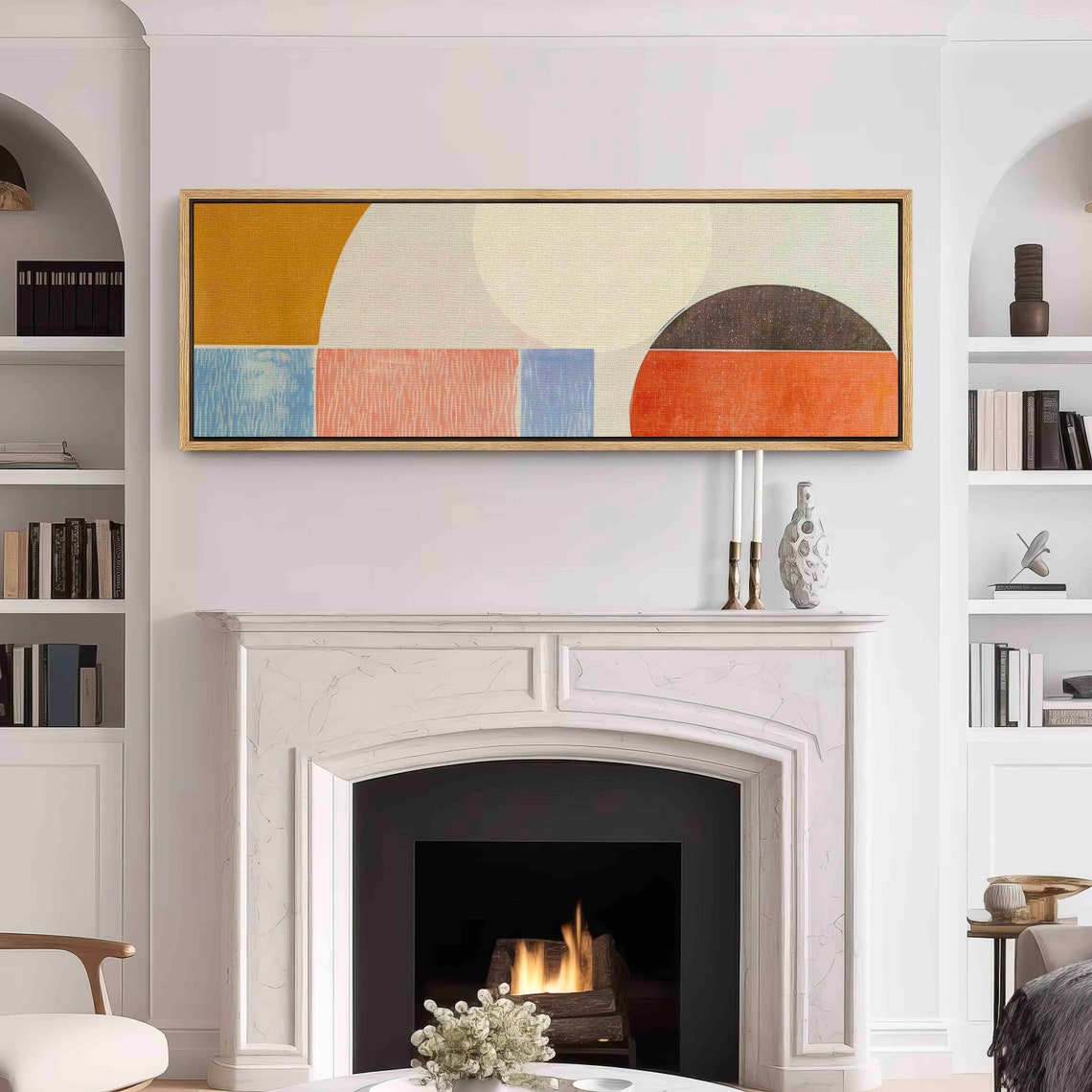 Mid Century Modern Geometric Arch Abstract Panoramic Framed Art Print - Image 3