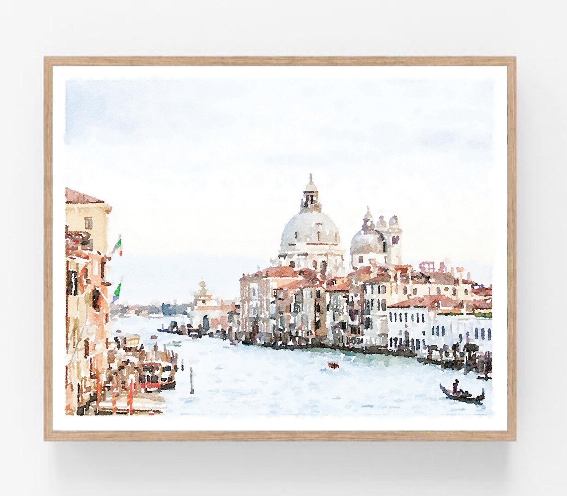 Venice Canal Gondola View Watercolor Art Print