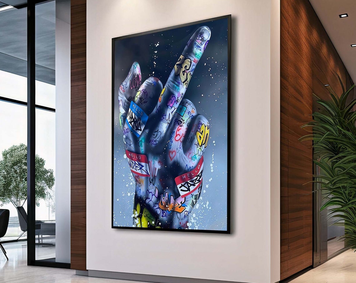 Graffiti Middle Finger Street Art Bold Rebellious Urban Decor Poster
