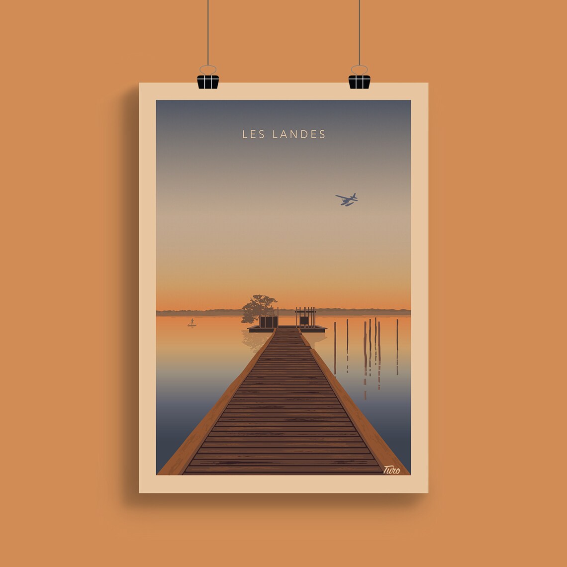 Les Landes Vintage Travel Poster, Lake and Ocean - Image 2