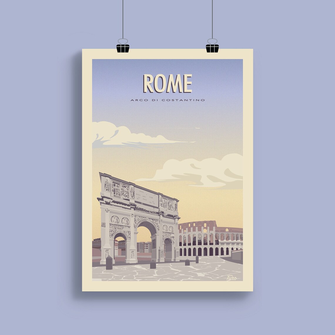 Rome Travel Poster, Arco Di Constantino Vintage Italy - Image 2