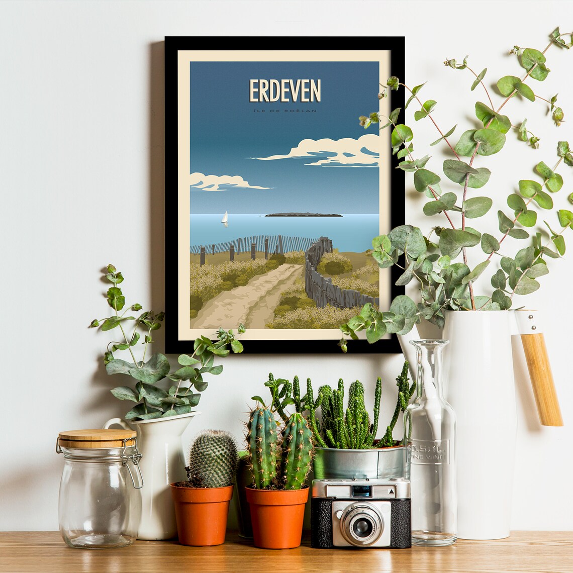 Erdeven Vintage Brittany France Travel Poster - Image 3