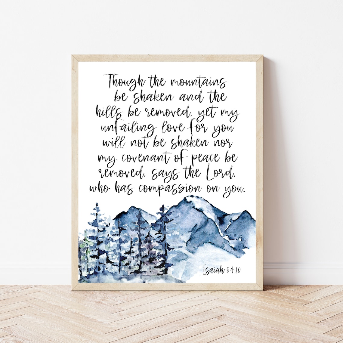 Isaiah 54:10 Bible Verse Wall Art, Christian Faith Print
