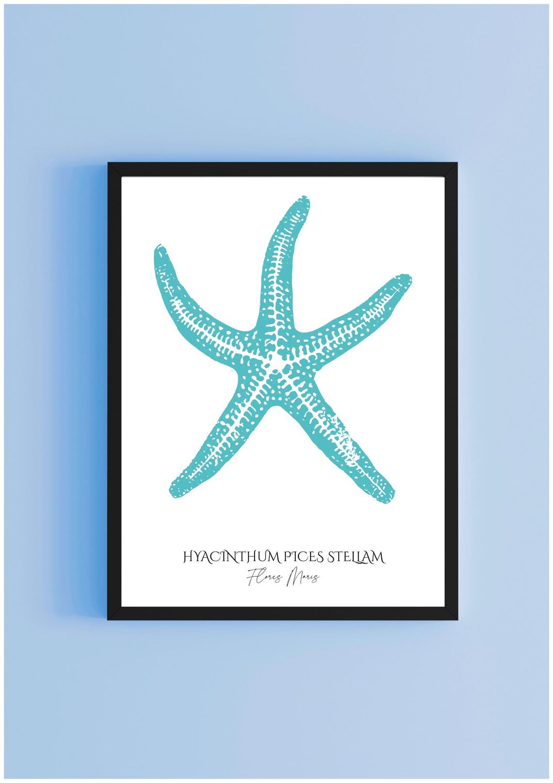 Watercolor Starfish Print Blue Coastal Beach Decor