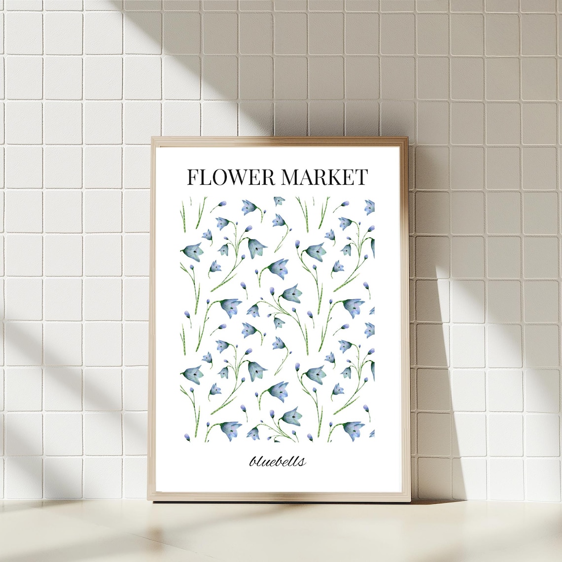 Flower Market Bluebells Vintage Botanical Wildflower Art Print