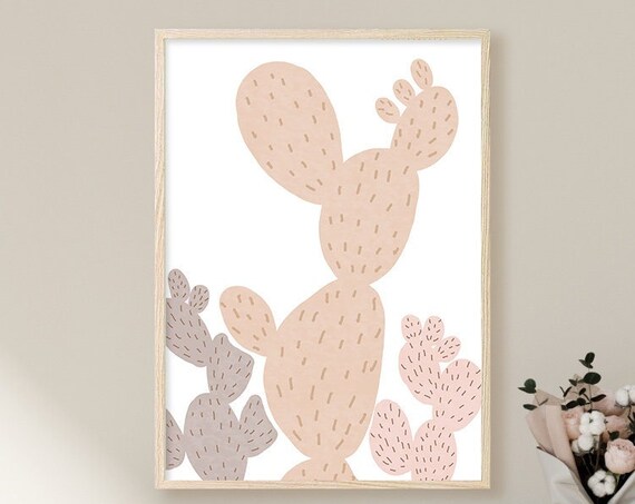 Minimal Cactus Print Abstract Art Print Pastel Cactus Print Tropical Wall Art Abstract Wall Art Living Room Wall Art Bedroom Decor