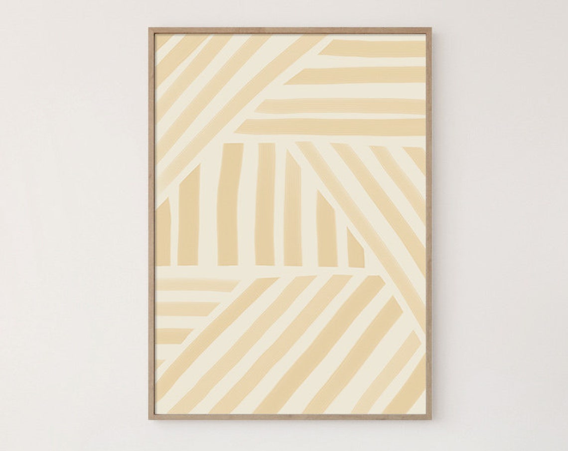 Sunny Yellow Geometric Stripe Pattern Modern Cheerful Wall Art - Image 3