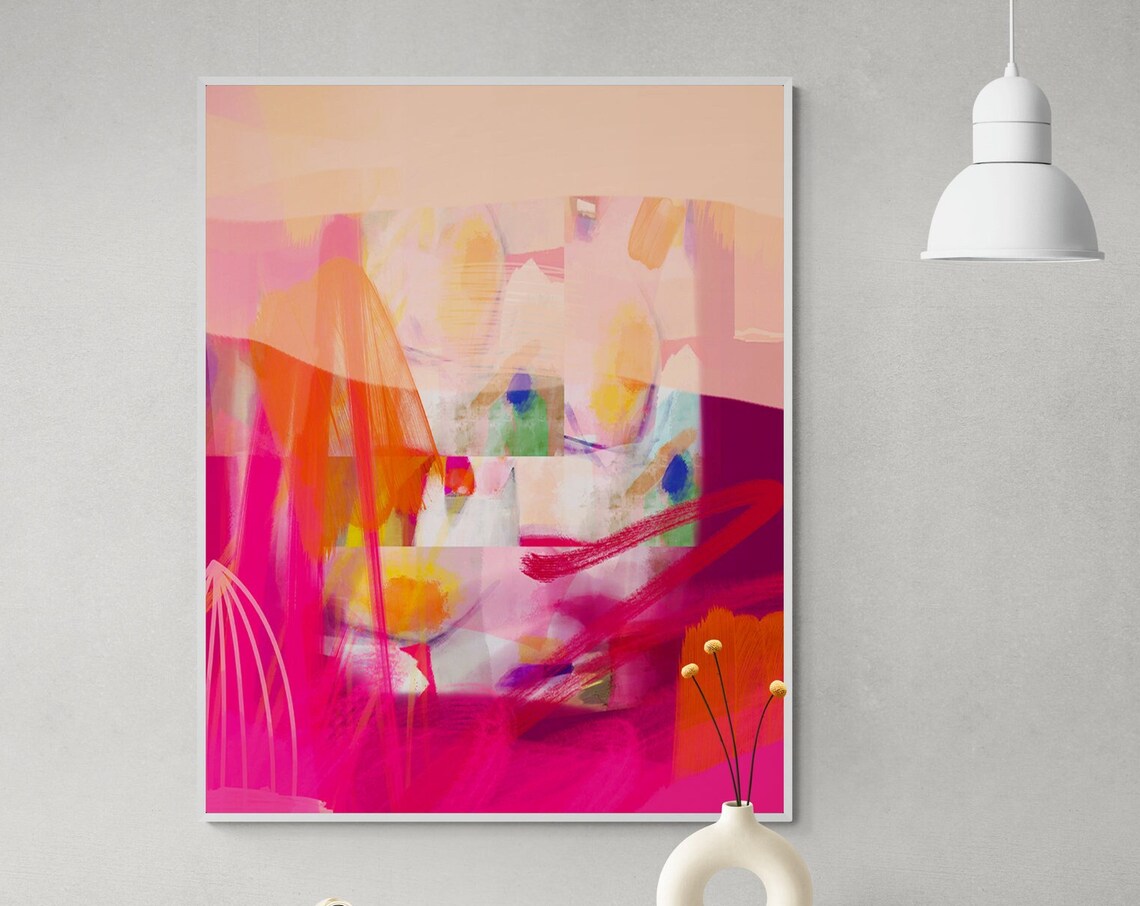 Fuchsia Coral Abstract Art Print, Modern Decor - Image 6