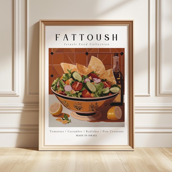 Fattoush Poster, Middle Eastern Kitchen Decor