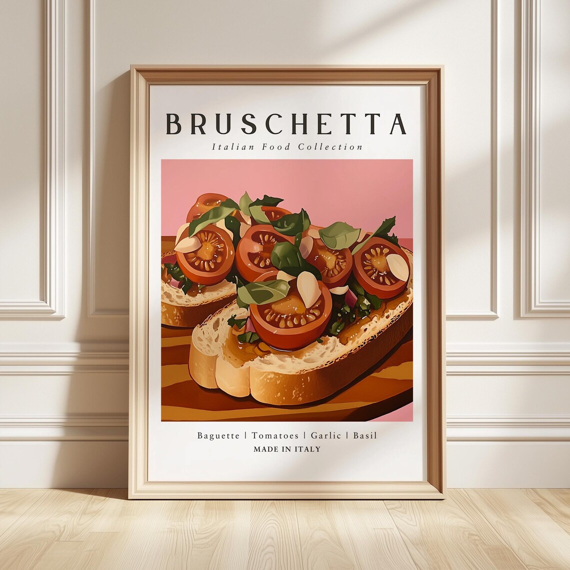 Bruschetta Art Print Italian Food Poster Kitchen Wall Decor Foodie Gift