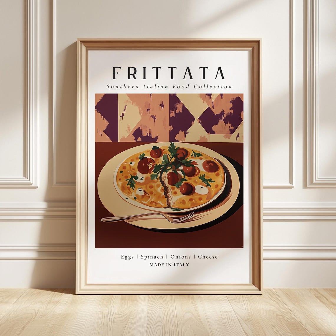 Frittata Art Print Italian Breakfast Poster Rustic Kitchen Wall Decor Foodie Gift