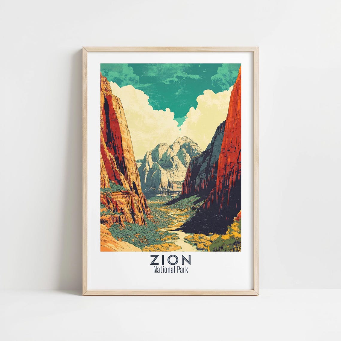 Zion National Park Utah Red Rock Canyon River Valley Sunset Poster