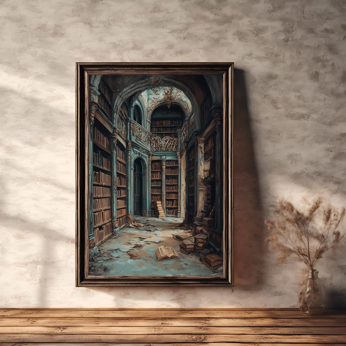 Abandoned Grand Library Dark Academia Moody Vintage Art Print - Image 2