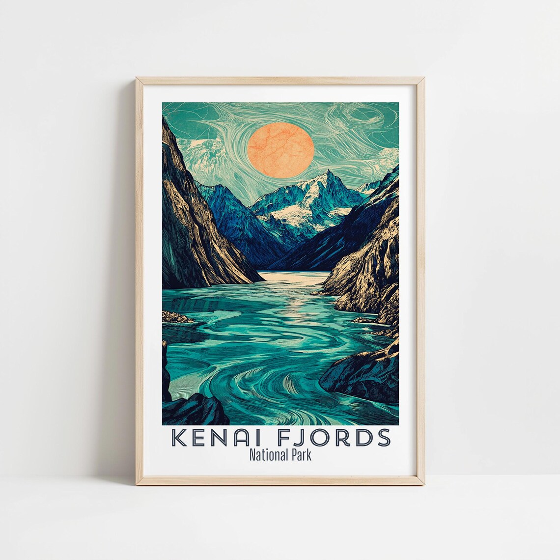 Kenai Fjords National Park Glowing Moonlit Fjord Travel Poster