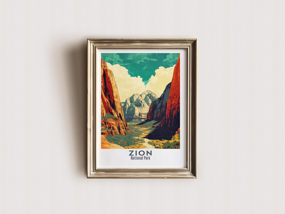 Zion National Park Utah Red Rock Canyon River Valley Sunset Poster - Image 2