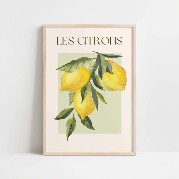 Lemons Illustration Art Print, Farmhouse Kitchen Decor