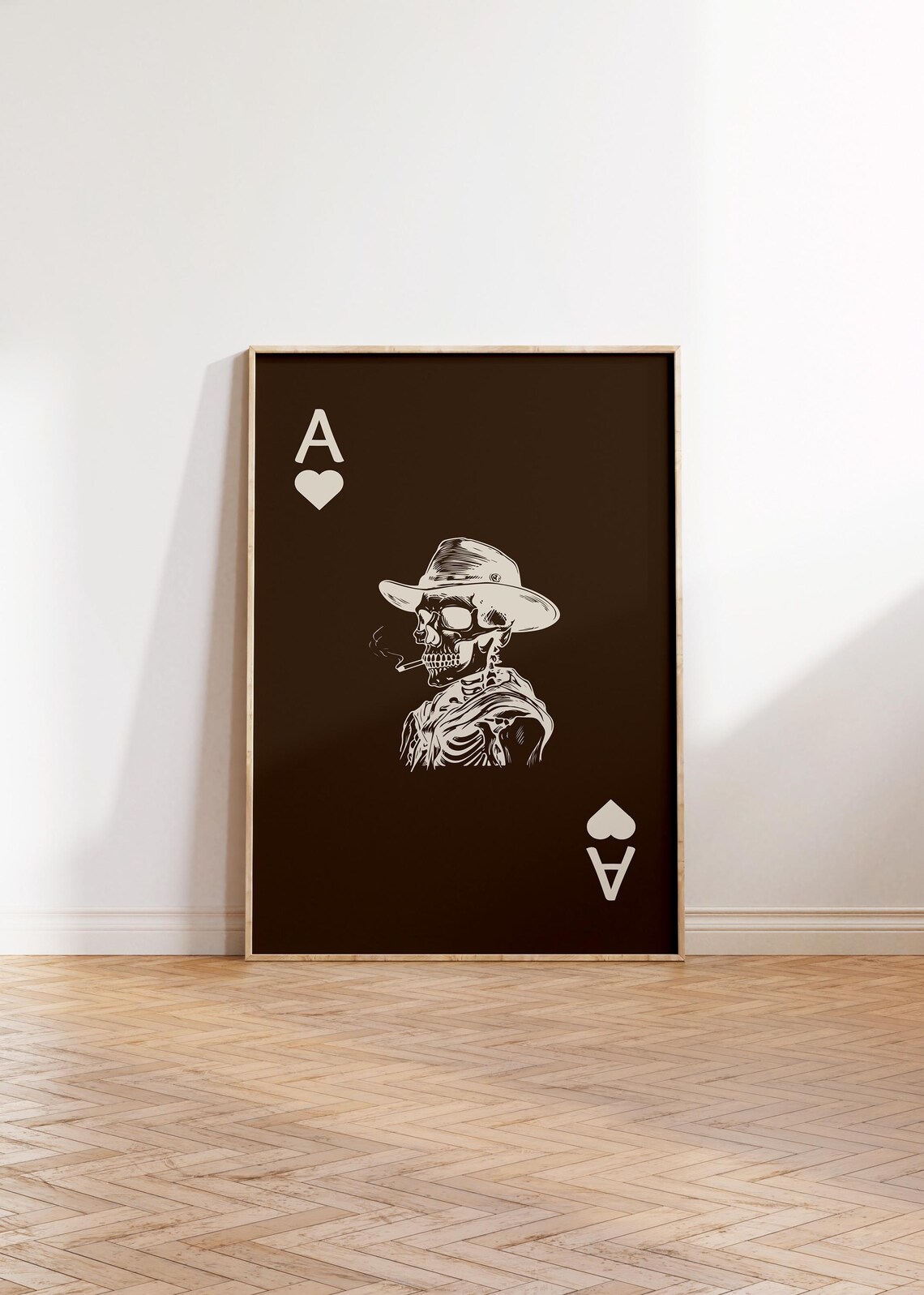Ace Of Hearts Cowboy Skeleton Western Playing Card Art Poster - Image 3