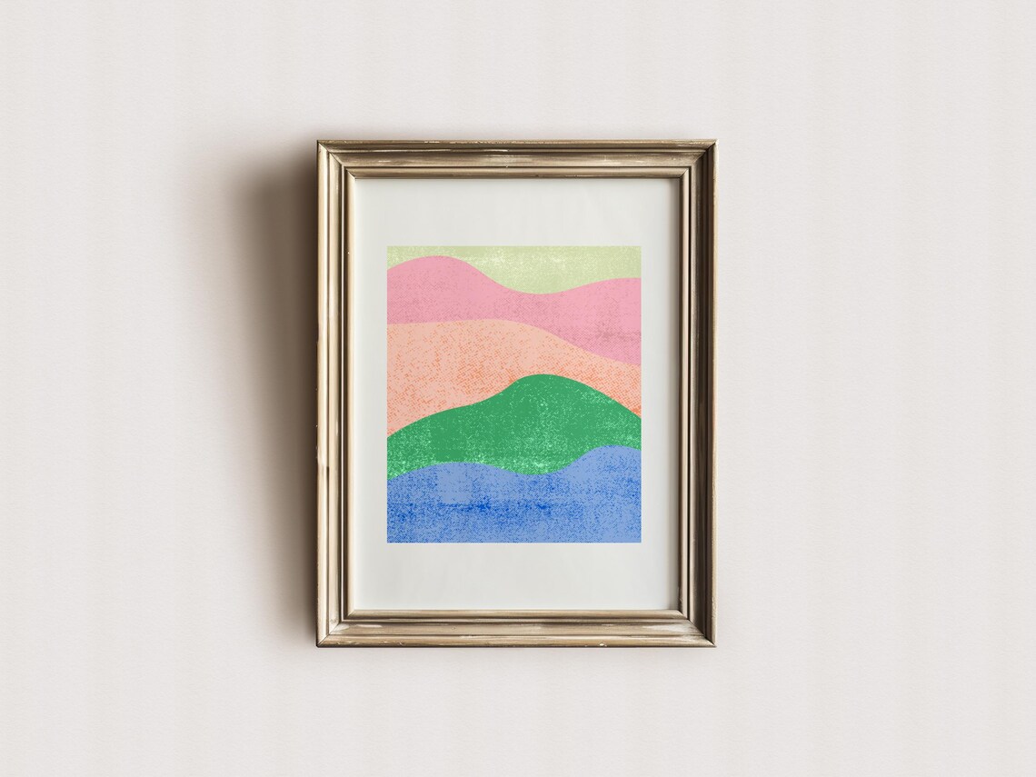 Monochromatic Mountain Landscape Portrait Abstract Mountains Wall Art Poster Minimalist Wall Decor Print - Image 2