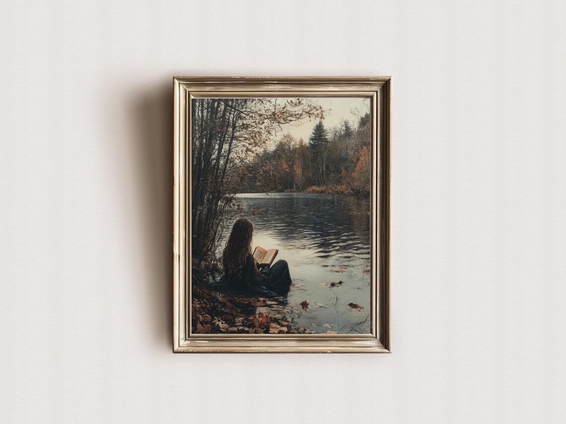 Reader At Lake Moody, Dark Academia Wall Poster - Image 3