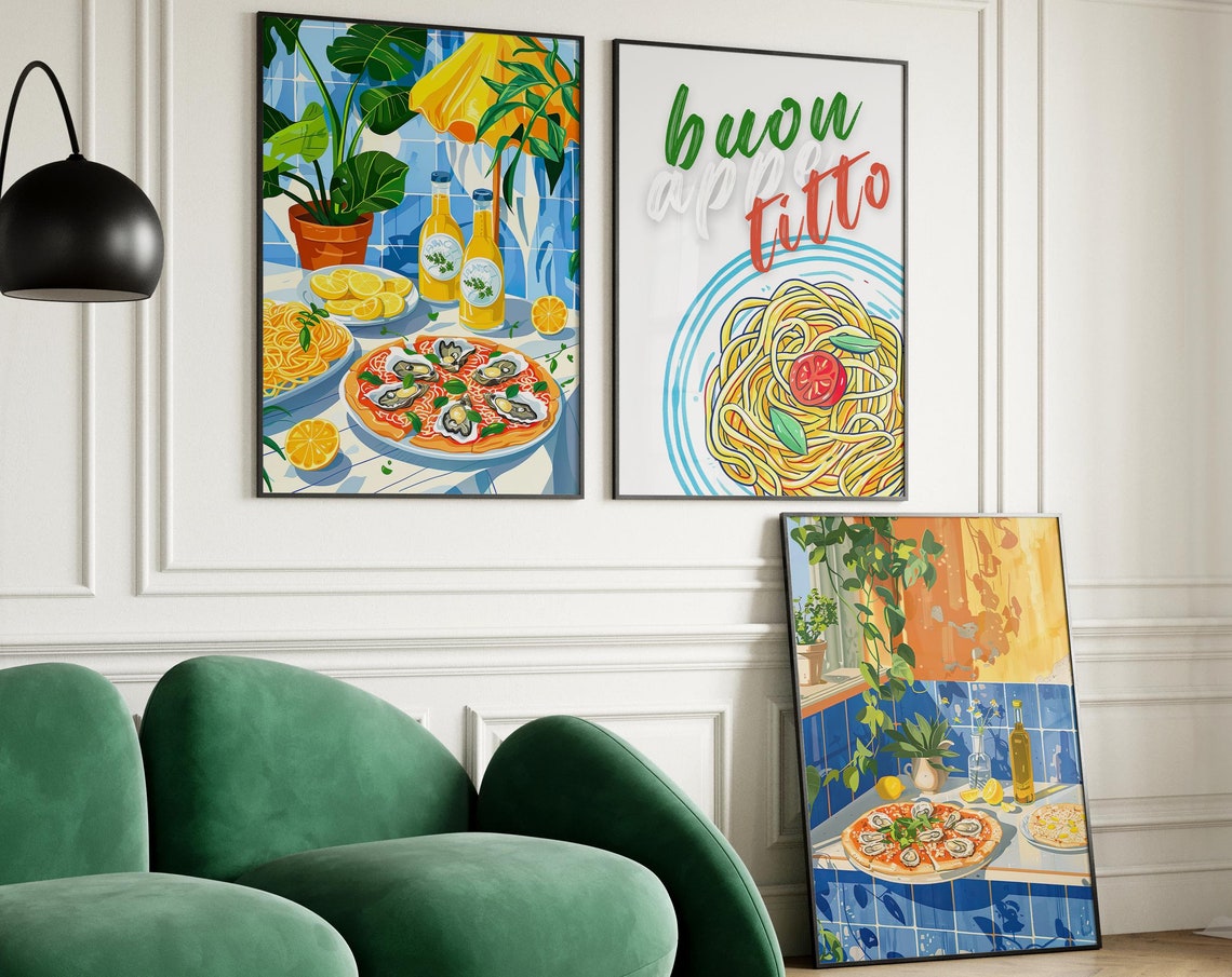 Buon Appetitto Spaghetti Bowl Typography Italian Kitchen Wall Poster - Image 4