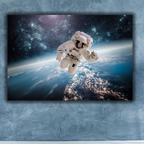 Astronaut Spacewalk Above Earth Starfield NASA Space Exploration Photo Poster