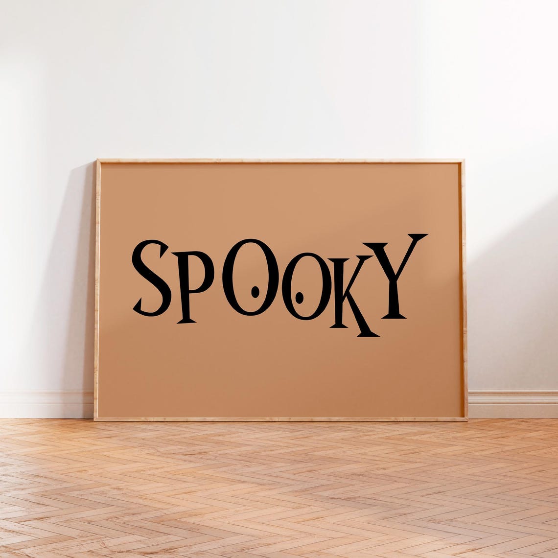 Spooky Halloween Typography Poster In Black On Blush Pink Landscape - Image 2