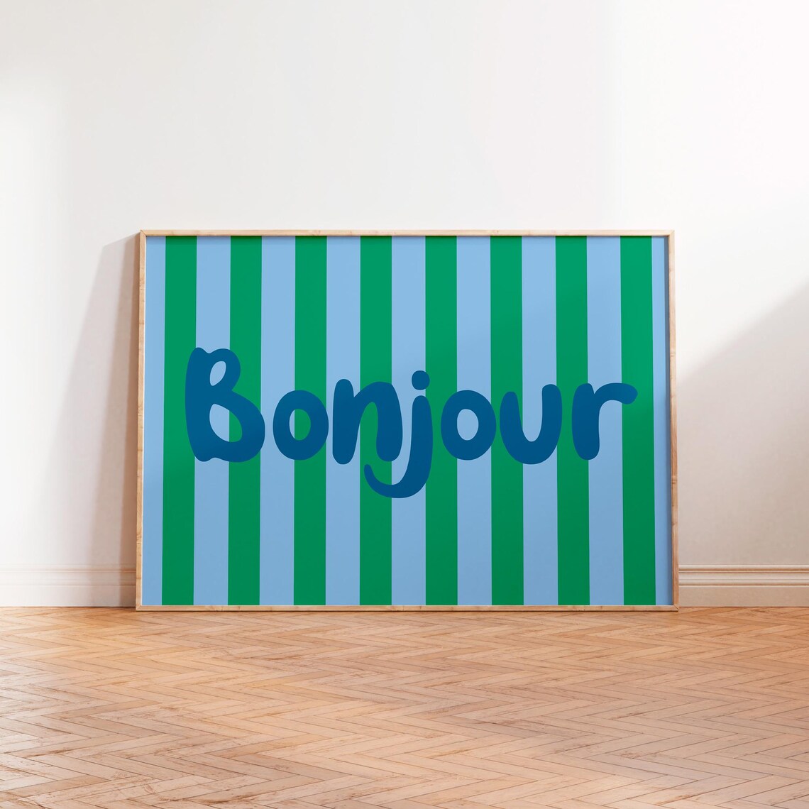 Bonjour Christmas Typography Poster, Vintage Retro Style - Image 2