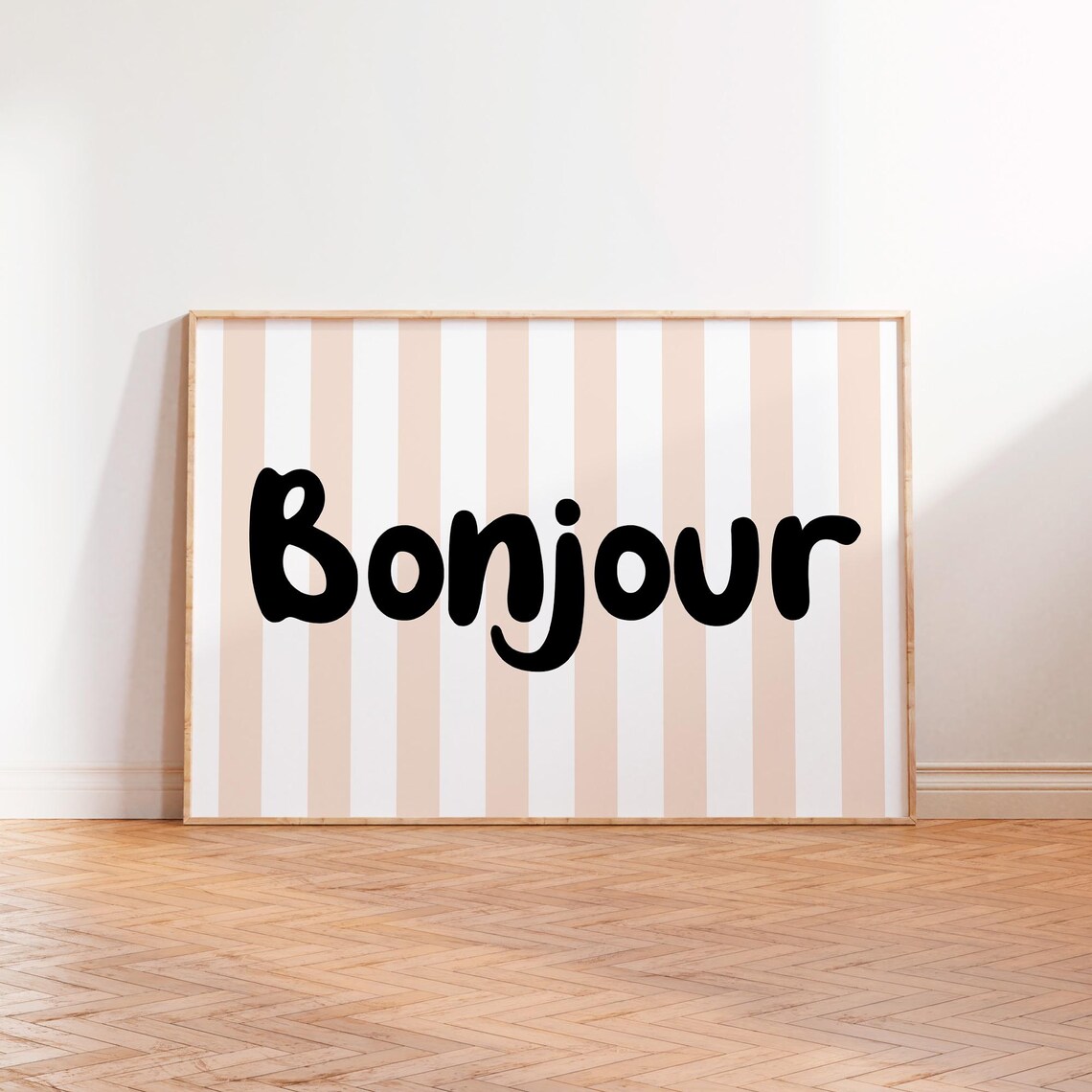 Bonjour Christmas Typography Art Print, Vintage Retro