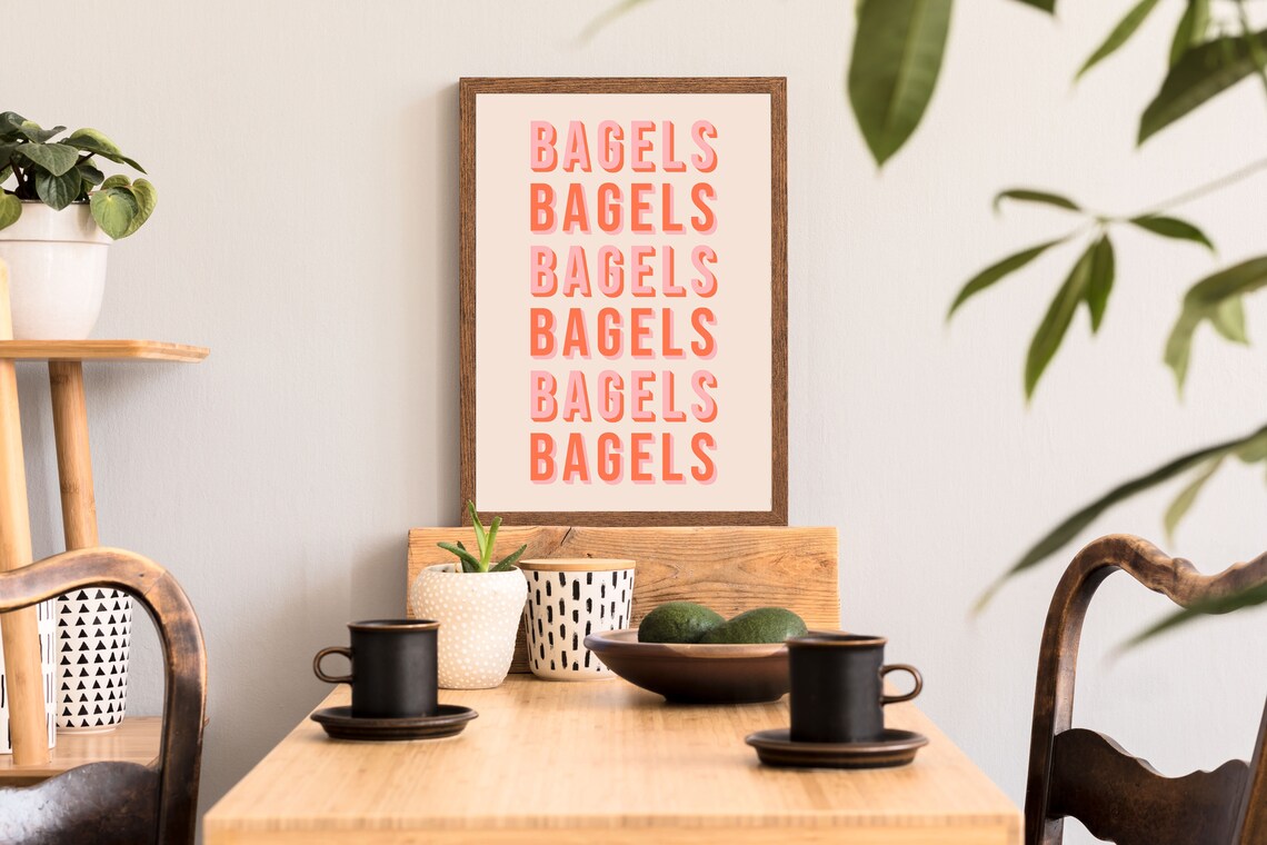 Bagels Typography Kitchen Sign Wall Art Print - Image 2