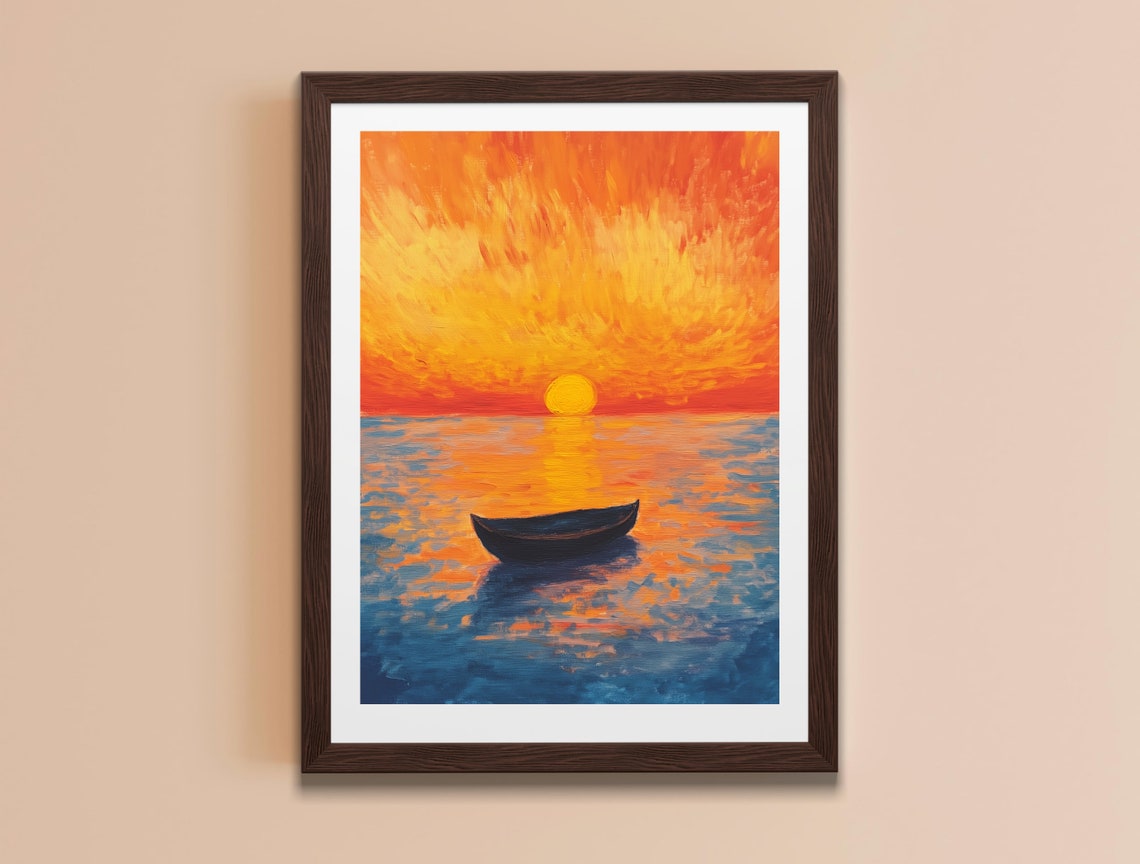 Coastal Wall Art Bold Maximalist Wall Decor Vibrant Van Gogh Inspired Print Impressionist Decor Abstract Sun Art For Bedroom