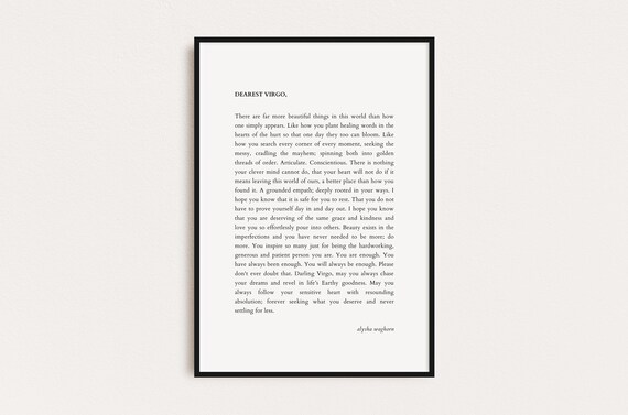 Virgo Zodiac Print Star Sign Quote Print Astrology Typography Print Prints Quotes Instant