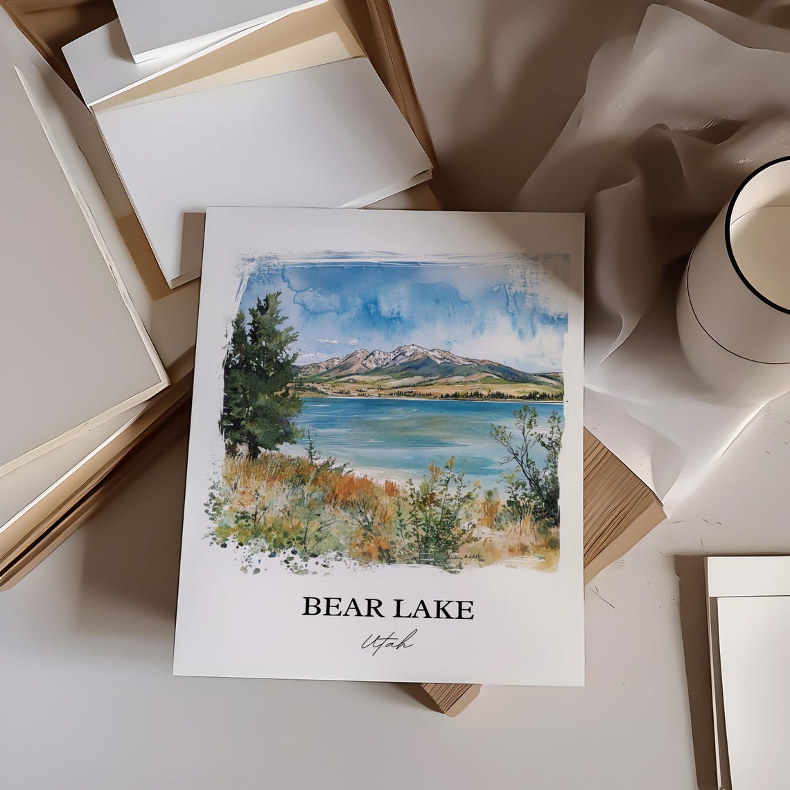 Bear Lake Utah Watercolor Travel Poster, Wall Art Print - Image 4