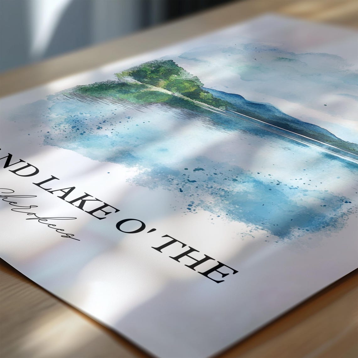 Grand Lake O the Cherokees Mountain Reflection Watercolor Poster - Image 5