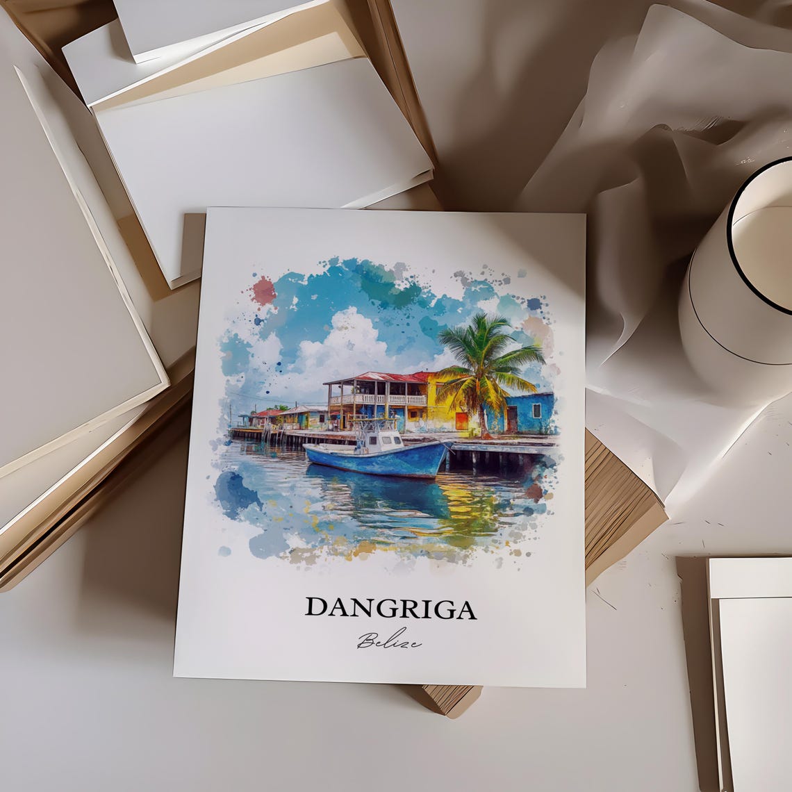 Dangriga Wall Art Belize Print Watercolor Gift Travel Poster Housewarming - Image 2