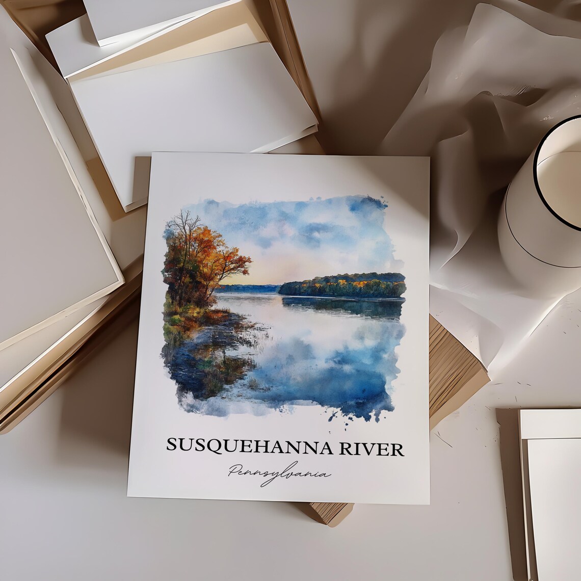 Susquehanna River Pennsylvania Autumn Watercolor River Poster - Image 3