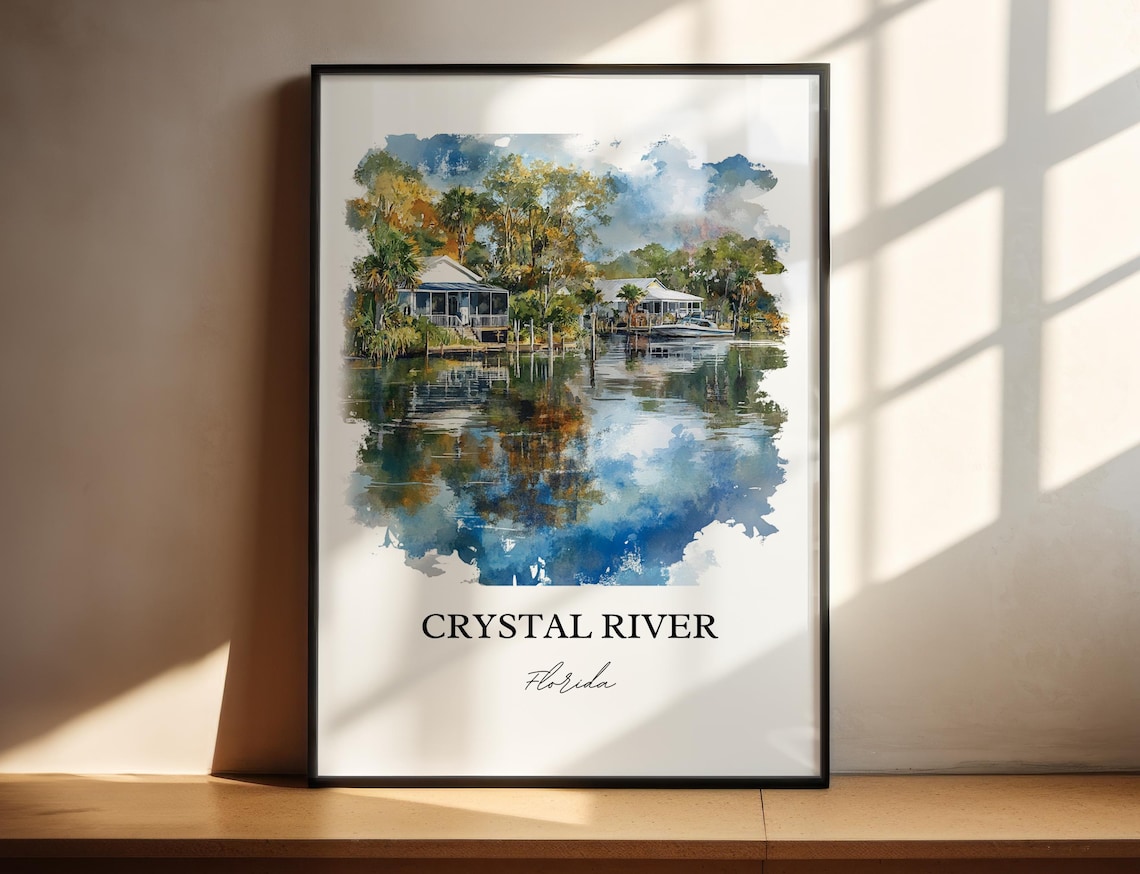 Crystal River, Florida Travel Poster Art Print - Image 3