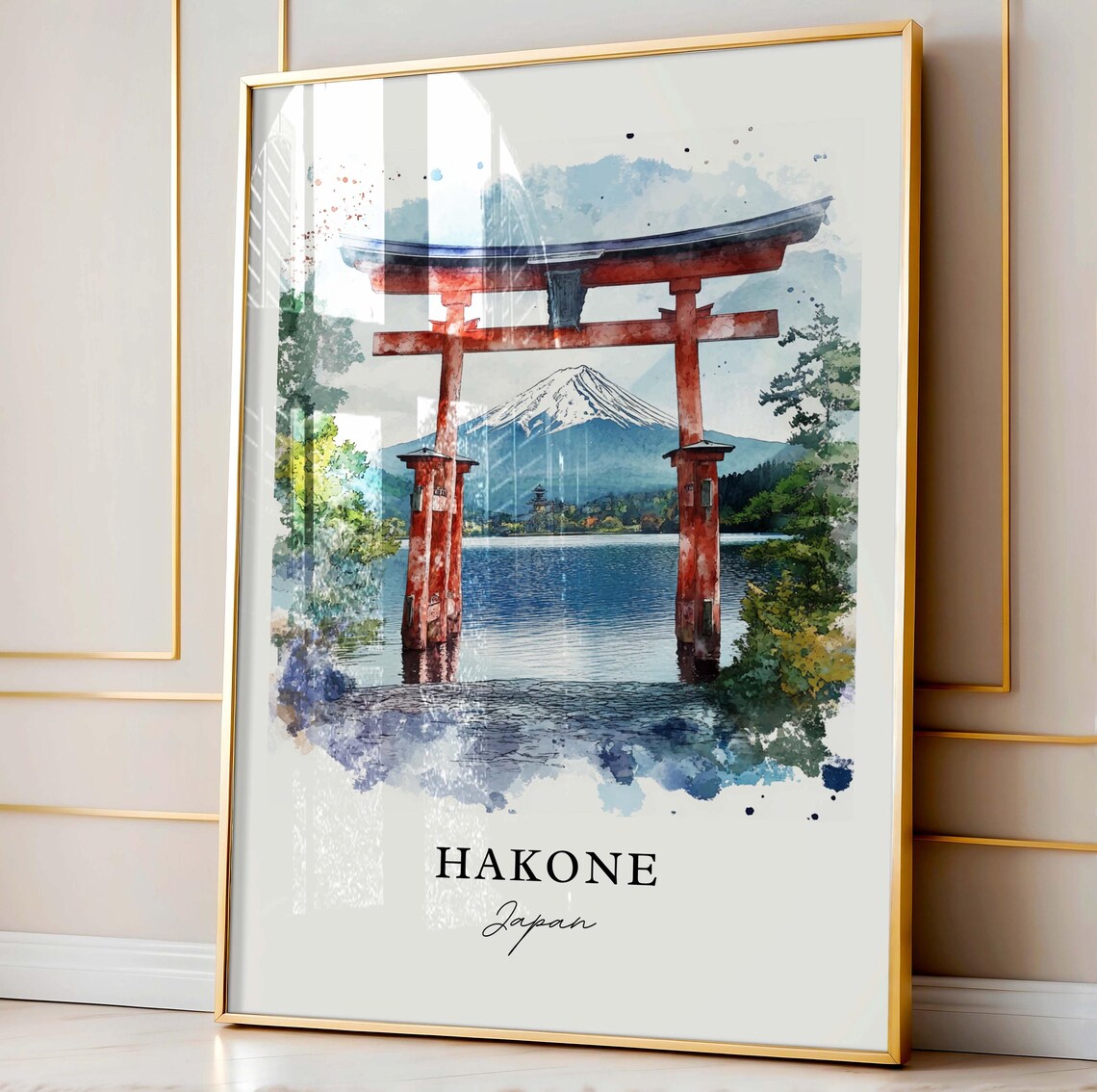 Hakone Japan Watercolor Travel Poster, Fuji Izu - Image 3