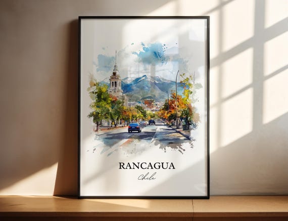Rancagua Chile Wall Art Santiago Print Watercolor Gift Travel Poster Housewarming