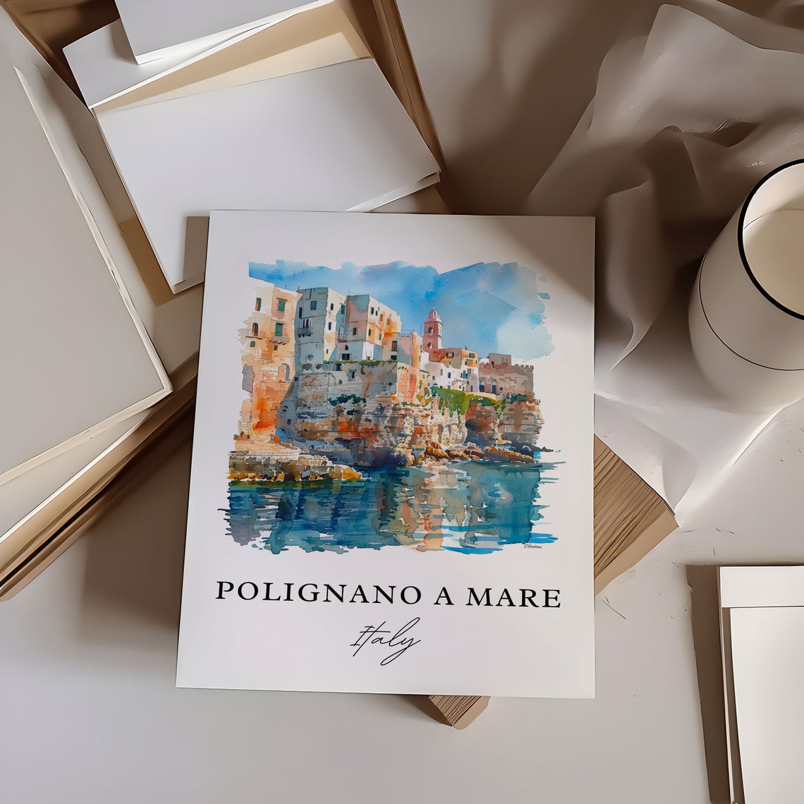 Polignano A Mare Watercolor Travel Poster, Italy - Image 6