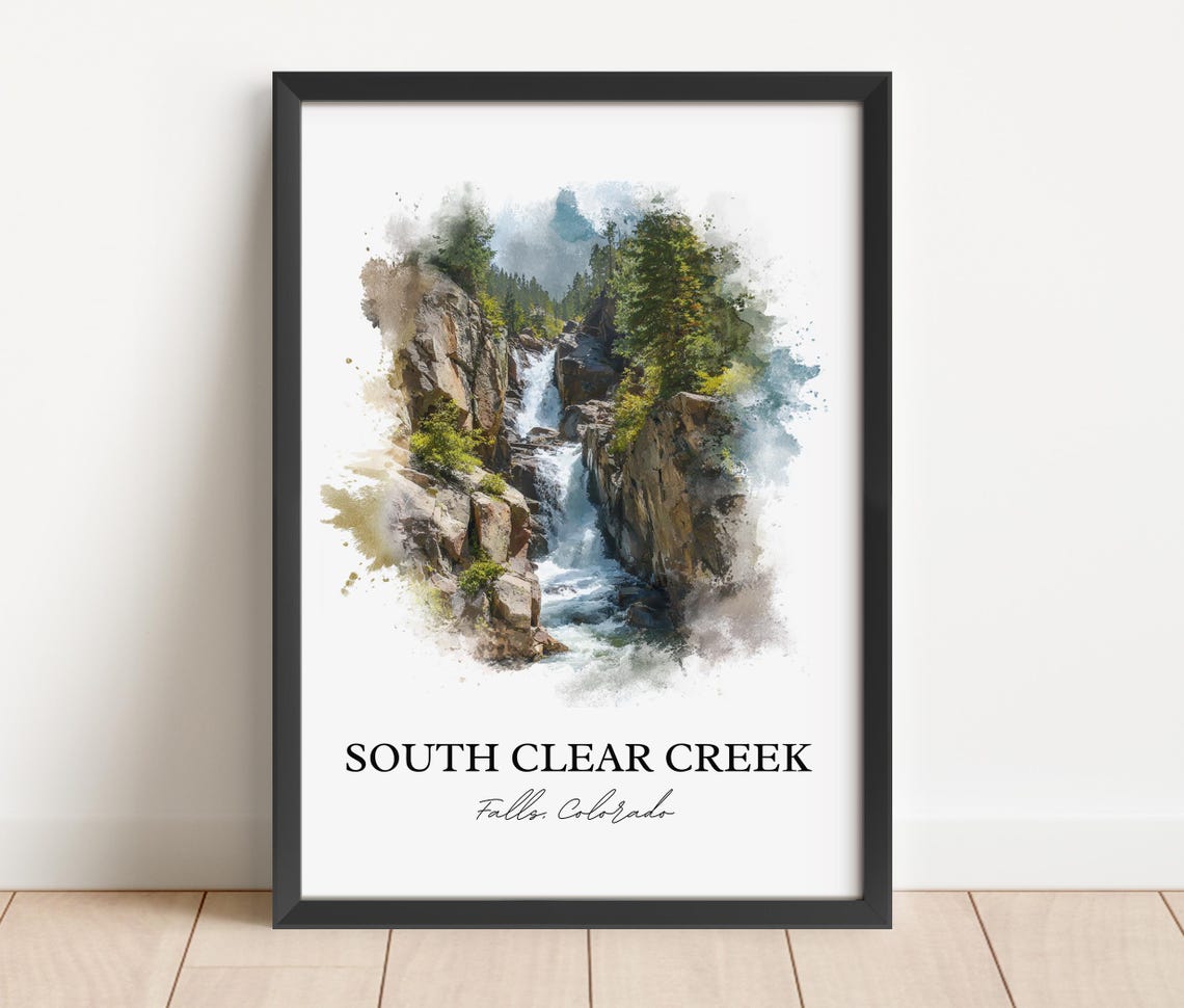 South Clear Creek Falls Colorado Tiered Gorge Watercolor Poster - Image 2