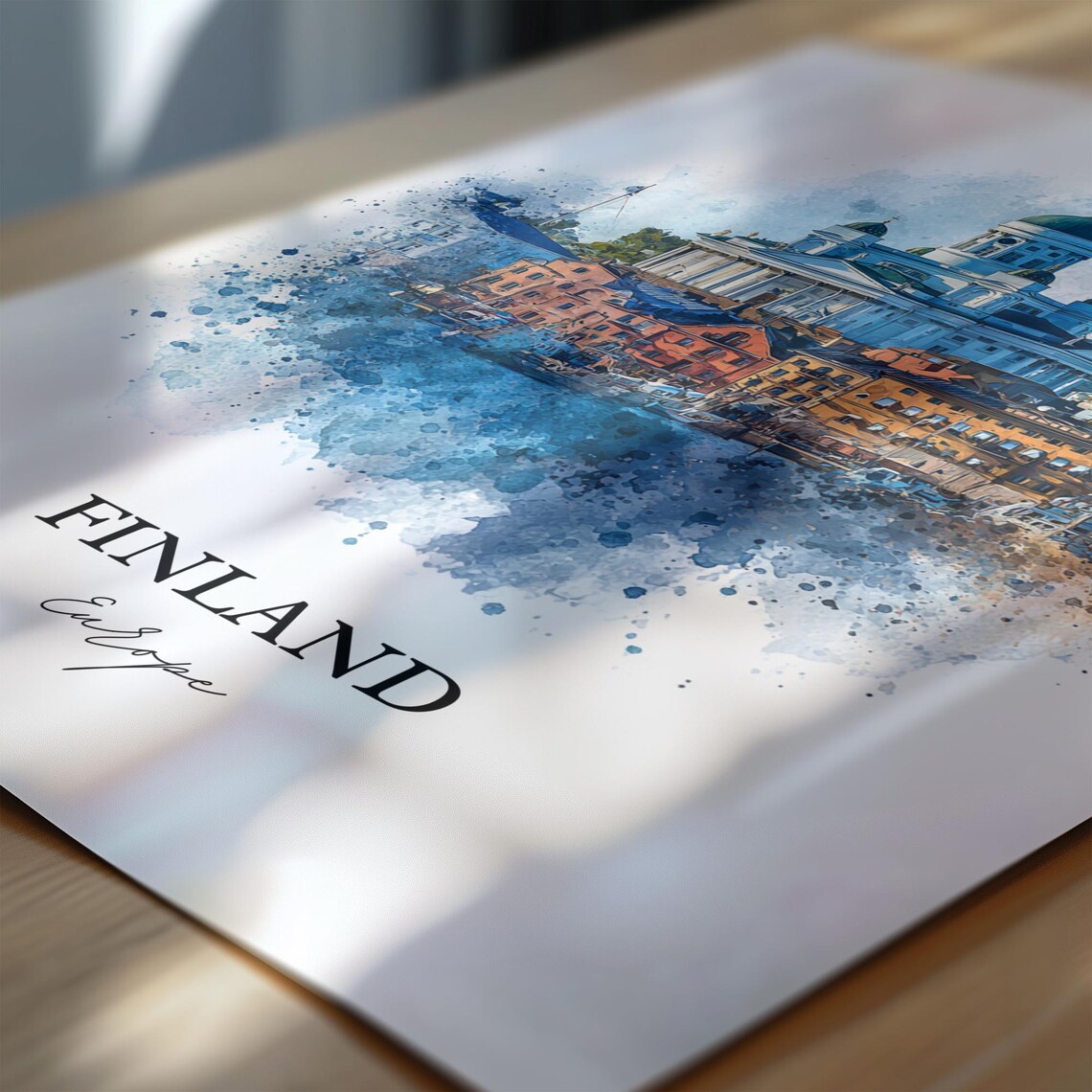 Finland Helsinki Cathedral Harbor Watercolor Europe Travel Poster - Image 6