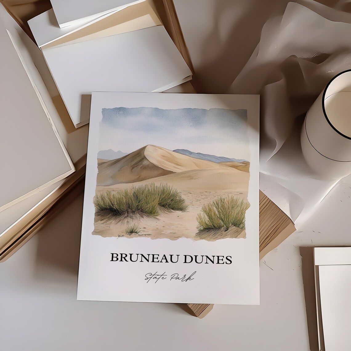 Bruneau Dunes Idaho State Park Desert Dunes Watercolor Poster - Image 5