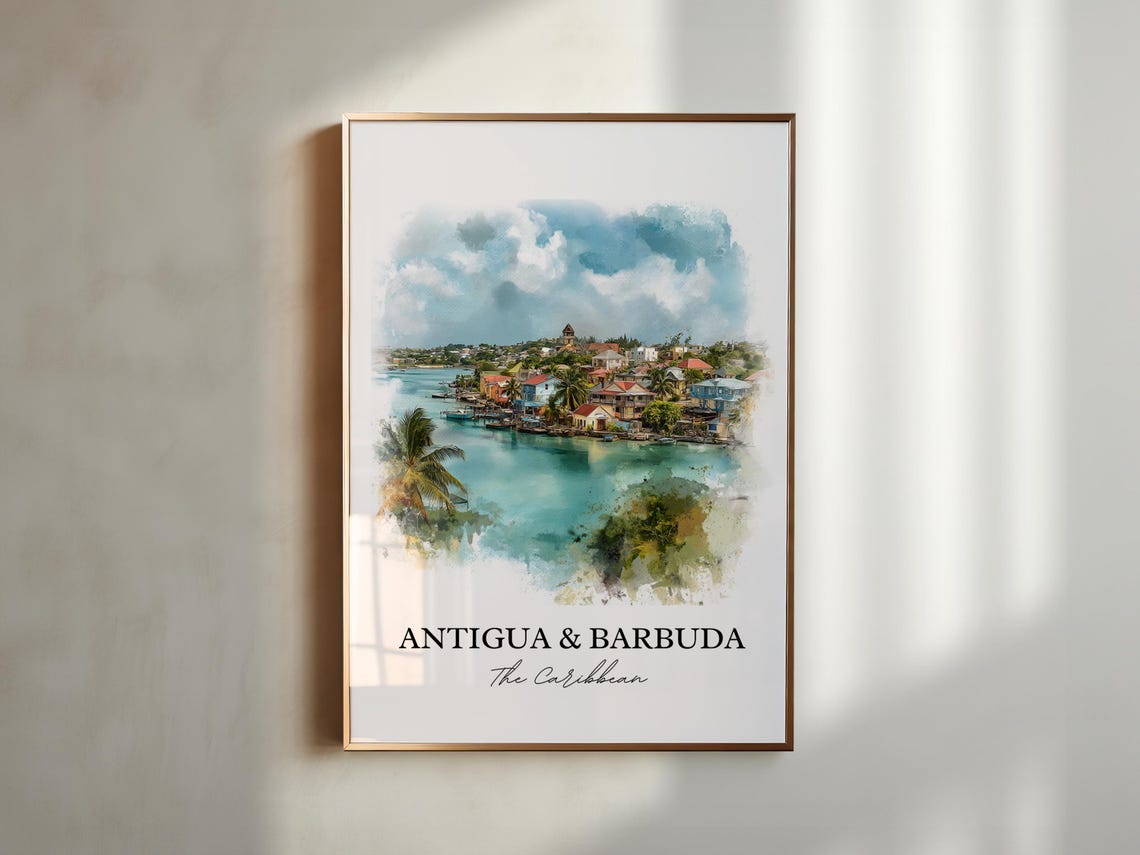 Antigua Barbuda Wall Art Caribbean Print Artwork Gift Travel Poster Housewarming - Image 5