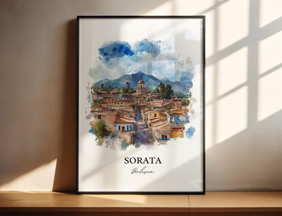 Sorata Bolivia Wall Art La Paz Print Watercolor Gift Travel Poster Housewarming