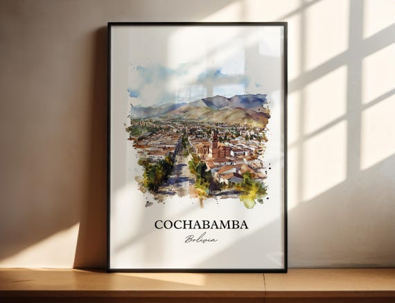 Cochabamba Wall Art Bolivia Print Watercolor Gift Travel Poster Housewarming
